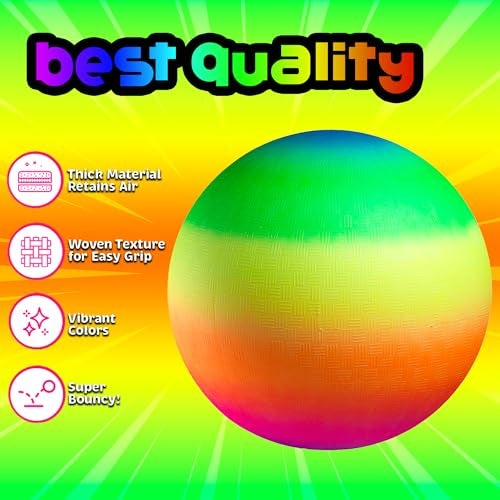 Bedwina Rainbow Playground Balls - 8.5 Inch (Pack of 4) Rubber Bouncy Colorful Inflatable Balls for Kids and Adults, Indoor and Outdoor Games, Kickball, Dodgeball, Four Square, Dodge, Recess, Handball - Image 3