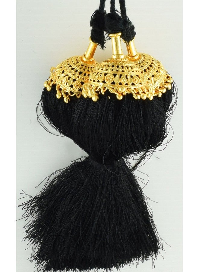 VAMA Fashions Black Savaram and Kunjalam Kemp Ready Jada Billalu Jadaisaram Bharatanatyam Kunjalam jada gantalu for women - Image 2