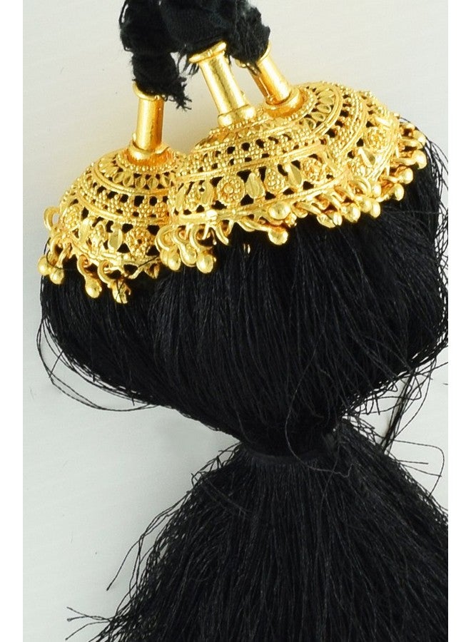 VAMA Fashions Black Savaram and Kunjalam Kemp Ready Jada Billalu Jadaisaram Bharatanatyam Kunjalam jada gantalu for women - Image 3