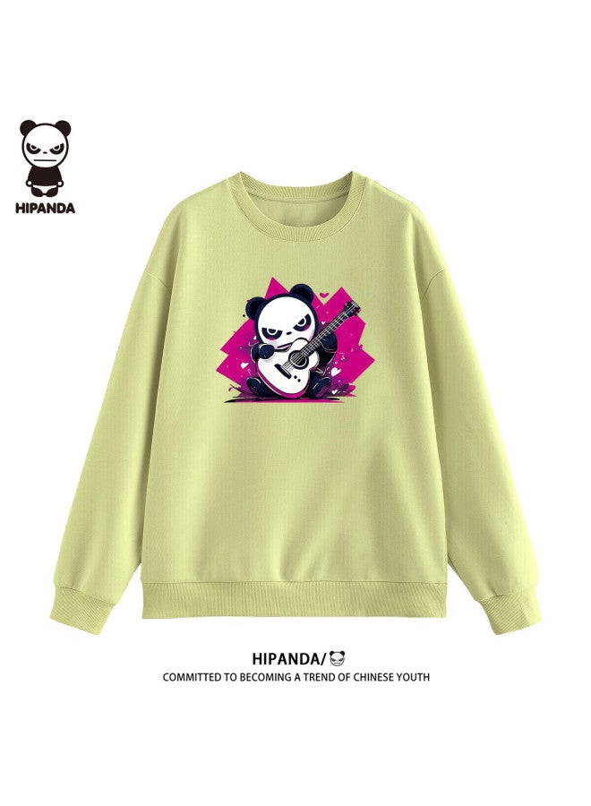Hipanda o Panda Sweatshirt, Uni Style For Men And Women, Autumn American Loose Fit Casual Top, Men's Loose Round Neck, Bean Green, 3XL - Image 2
