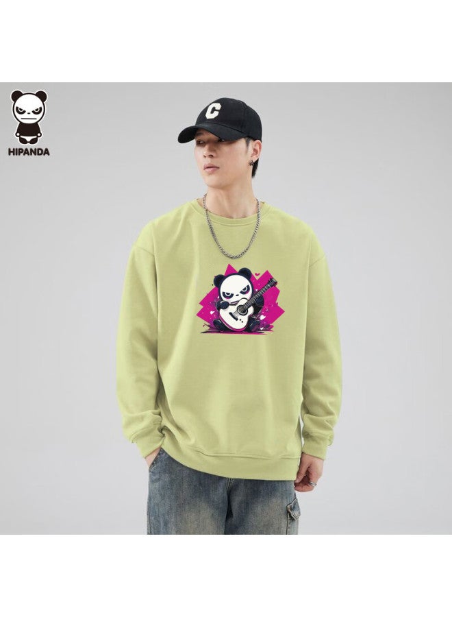 Hipanda o Panda Sweatshirt, Uni Style For Men And Women, Autumn American Loose Fit Casual Top, Men's Loose Round Neck, Bean Green, 3XL - Image 3