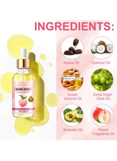 IKZEE 60ml Body Juice Oil Peach Hand Crafted Body Oil for Women Nourishing Hydrating & Moisturizing for All Skin Types with Natural Oils 100% Pure Natural Essence Body Juice Oil  - Image 2