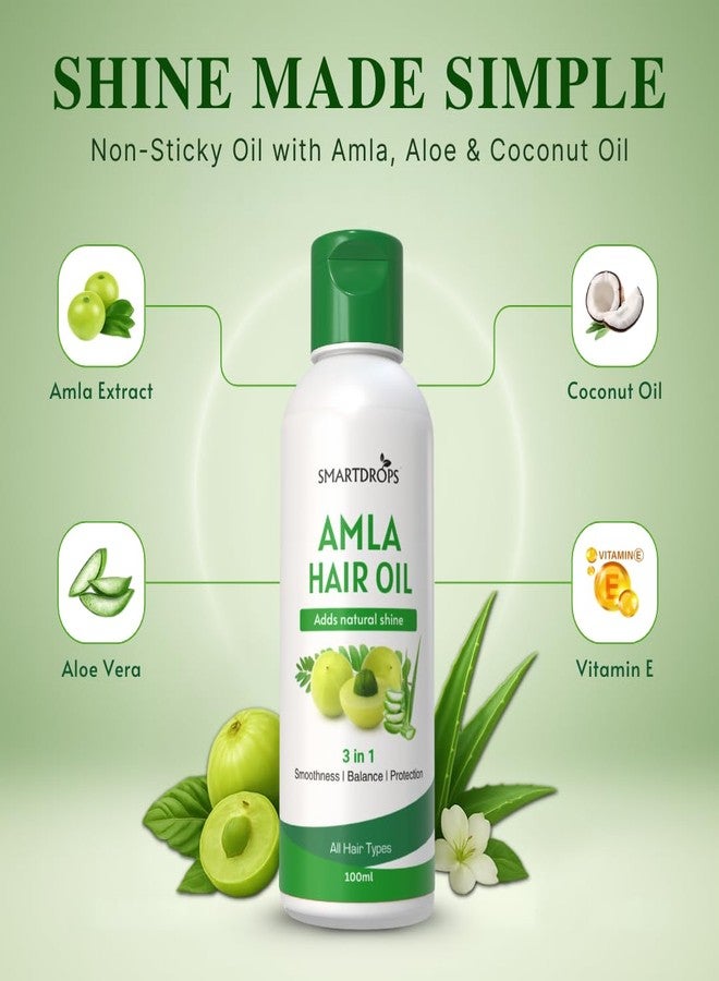 Smartdrops Amla Oil Hair Care Blend for Regular Scalp Massage and Styling Routine, Non Sticky Hair Oil Suitable for All Hair Types | 100ml (Pack 2) - Image 2