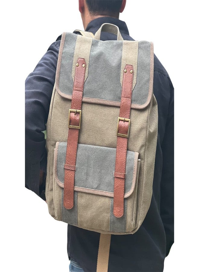 Mona B Canvas Backpack with upto 14 Laptop Inches Compartment for Office, College, Travel for Men and Women (Moss) - Image 3