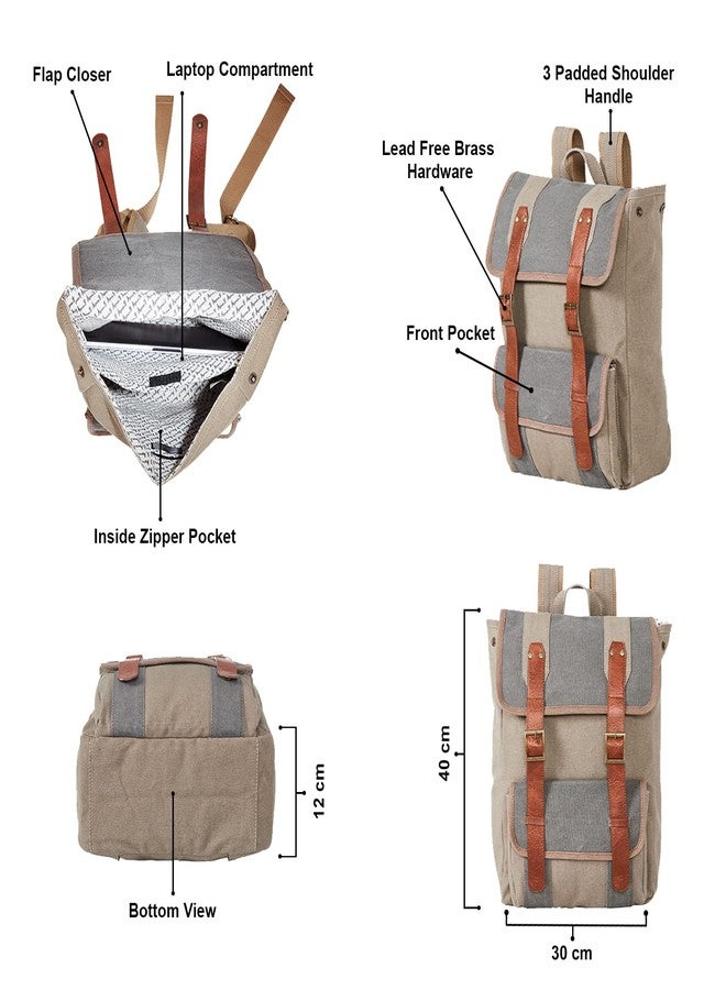 Mona B Canvas Backpack with upto 14 Laptop Inches Compartment for Office, College, Travel for Men and Women (Moss) - Image 2