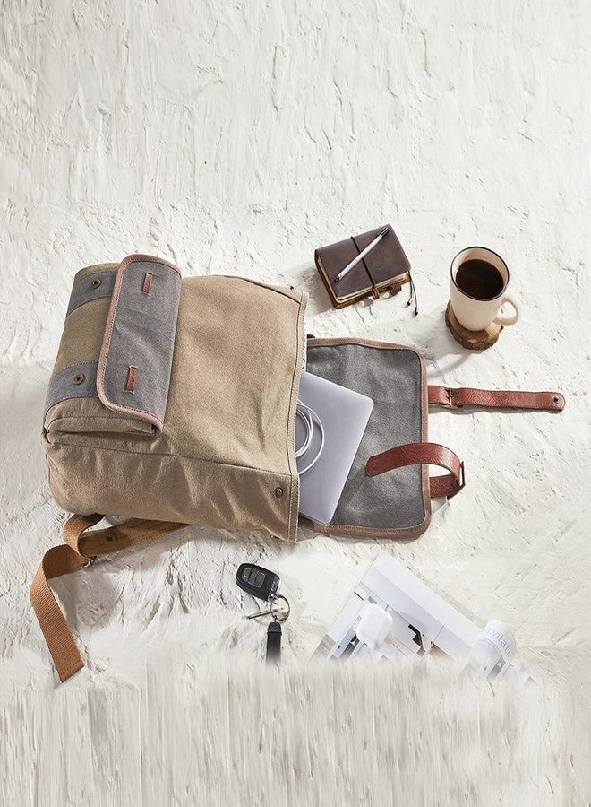 Mona B Canvas Backpack with upto 14 Laptop Inches Compartment for Office, College, Travel for Men and Women (Moss) - Image 5