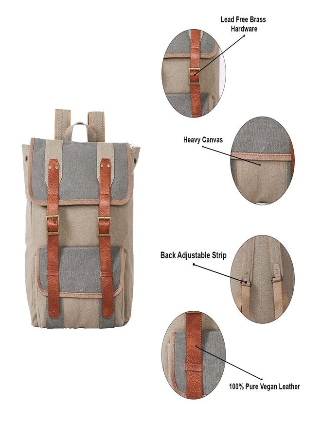 Mona B Canvas Backpack with upto 14 Laptop Inches Compartment for Office, College, Travel for Men and Women (Moss) - Image 4