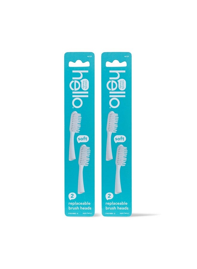 hello Manual Adult Blue Toothbrush Replacement Head Refills, Soft Tapered Bristles, BPA Free, 2 count, 4 Toothbrush Refill Heads - Image 1