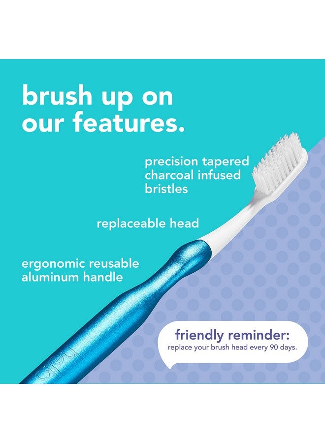 hello Manual Adult Blue Toothbrush Replacement Head Refills, Soft Tapered Bristles, BPA Free, 2 count, 4 Toothbrush Refill Heads - Image 4
