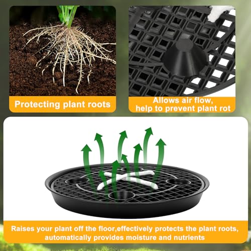 P Polerden 4 Pack Self Watering Fabric Pot Base 14 inch, Auto Pots Fit for 5 Gallon Grow Bags, Auto Watering Plant Saucer for Fabric Planters Plant Saucers Flower Pot Tray, 3 Year Warranty - Image 3