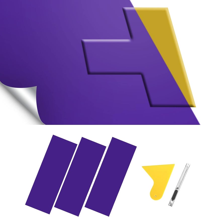 BLAKAYA 11.8" x 4" Bowtie Emblem Wrap Kit for Chevy Logo Overlay Vinyl Wrap with Spatula and Cutter 3 Pcs Matte Metallic Purple - Image 1
