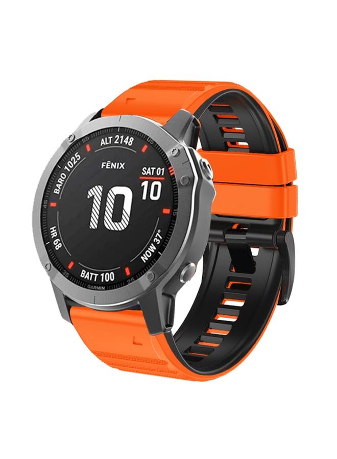 لـ Garmin Fenix 7X / 6X / 5X 26 ملم حزام ساعة سيليكون بلونين برتقالي أسود