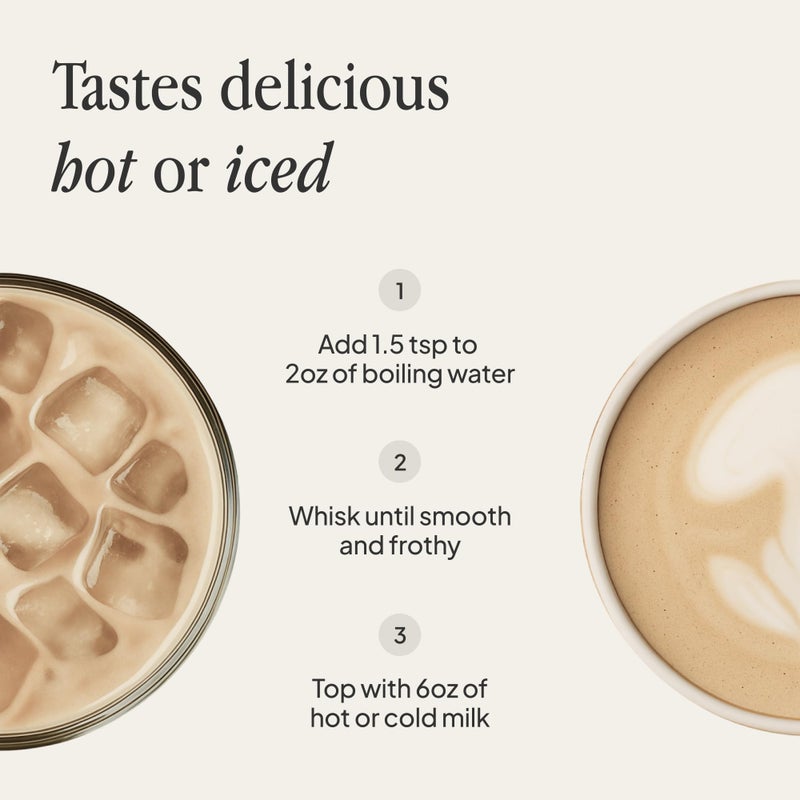 Morning Made Original Mushroom Latte Powder Mix | Organic Lion’s Mane, Chaga & Cordyceps Adaptogenic Blend, Caffeine-Free Coffee Alternative | Sweetened, Vegan, Gluten-Free, Low Sugar | 10.6oz (60 Serves) - Image 5