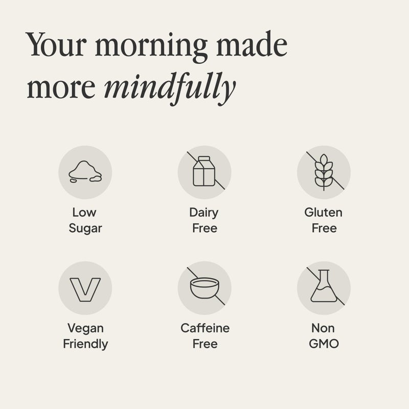 Morning Made Original Mushroom Latte Powder Mix | Organic Lion’s Mane, Chaga & Cordyceps Adaptogenic Blend, Caffeine-Free Coffee Alternative | Sweetened, Vegan, Gluten-Free, Low Sugar | 10.6oz (60 Serves) - Image 3