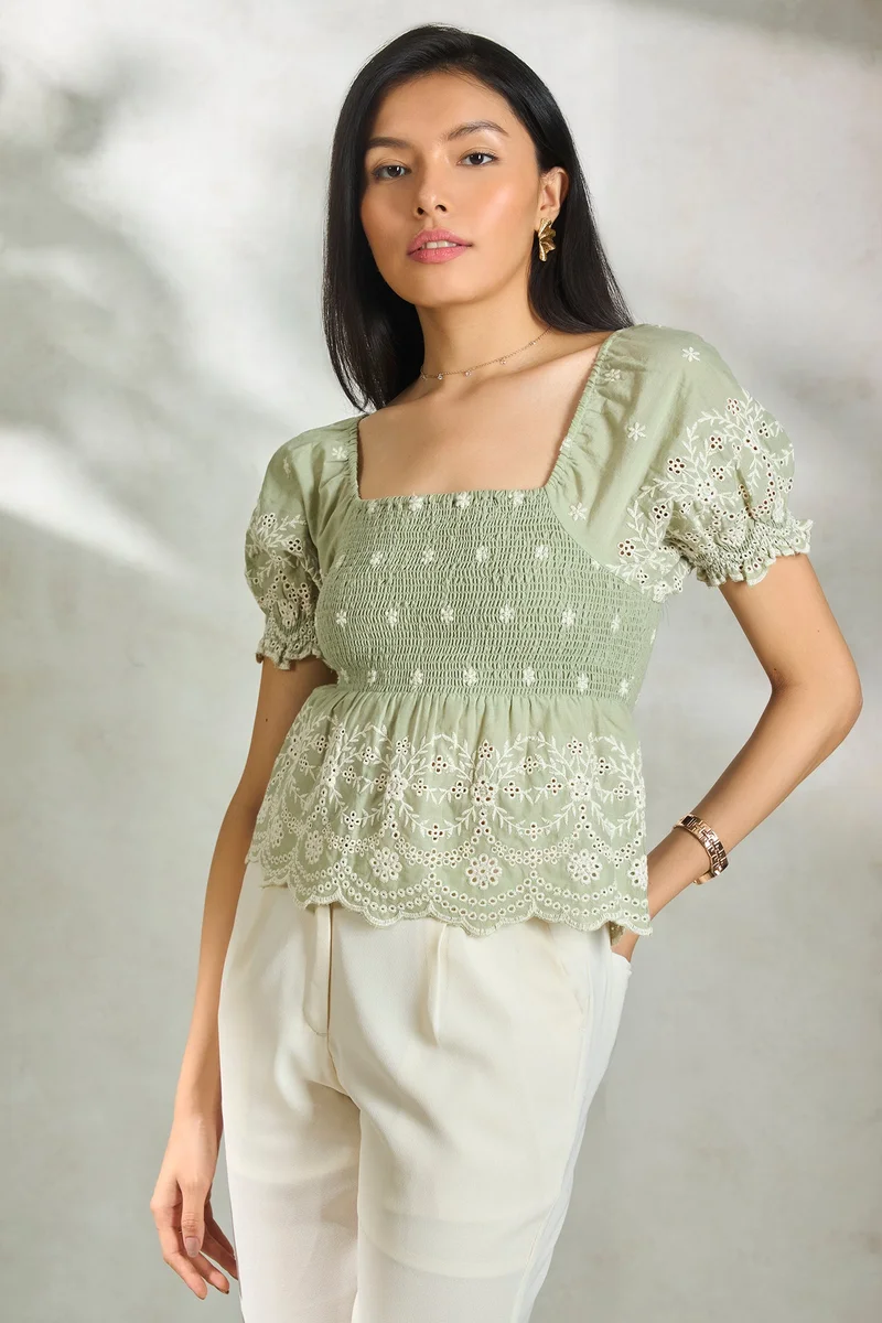 فيرجيو Cotton Peplum Vacation Tops for Women