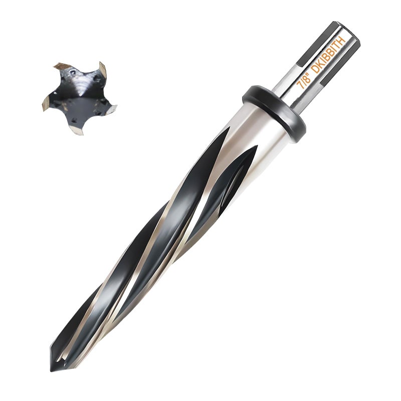 DKIBBITH 7/8â€ Bridge Construction Reamer Drill Bit, M2 HSS Taper Chucking Reamer for Steel Alloy Metal Wood Plastic, 1/2" Non-Slip Shank, 5-Spiral Flutes Car Reamer, to Align or Enlarge Holes, 22mm - Image 1