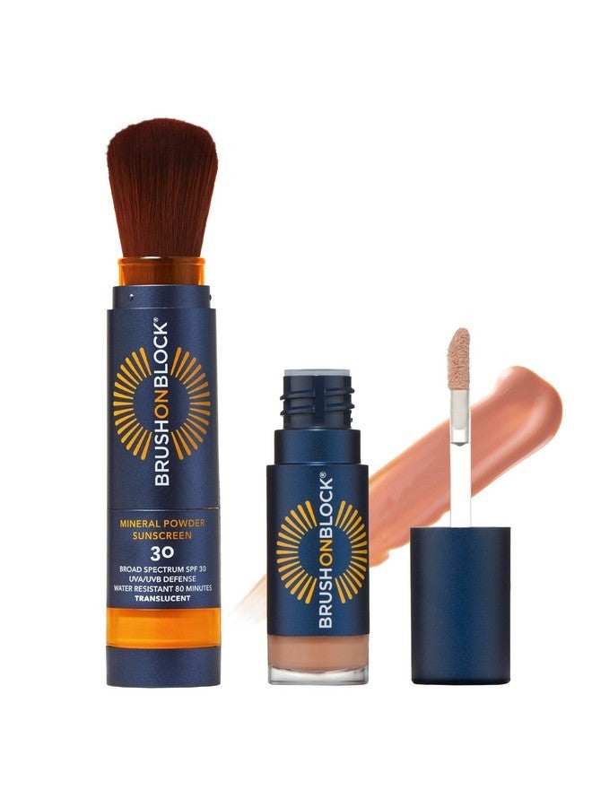 Brush On Block Brush On Block Full Face Sun Protection Kit, Translucent Mineral Powdered Sunscreen & Protective Lip Oil SPF 30, Reef Friendly, FSA HSA Eligible - Image 1
