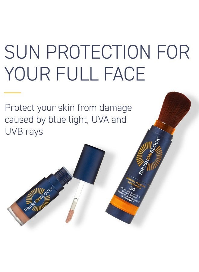 Brush On Block Brush On Block Full Face Sun Protection Kit, Translucent Mineral Powdered Sunscreen & Protective Lip Oil SPF 30, Reef Friendly, FSA HSA Eligible - Image 3