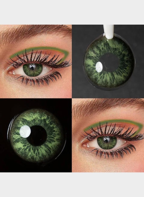 Marble Green Yearly Colored Contact Lenses, Unisex Cosmetic Contact Lenses, Enlargement Collection, With Case