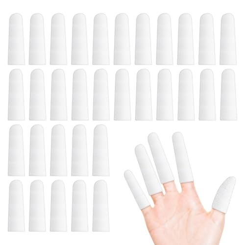 Pretwad 200 pcs Cotton Finger Cots - Cloth Finger Cots Finger Toe Sleeves Fingertips Protective Cover, White Finger Cots Finger Protectors, Thumb Protector for Finger Tips Comfortable and Breathable(White) - Image 1