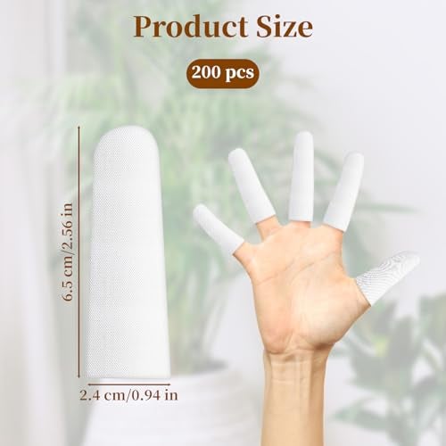 Pretwad 200 pcs Cotton Finger Cots - Cloth Finger Cots Finger Toe Sleeves Fingertips Protective Cover, White Finger Cots Finger Protectors, Thumb Protector for Finger Tips Comfortable and Breathable(White) - Image 2