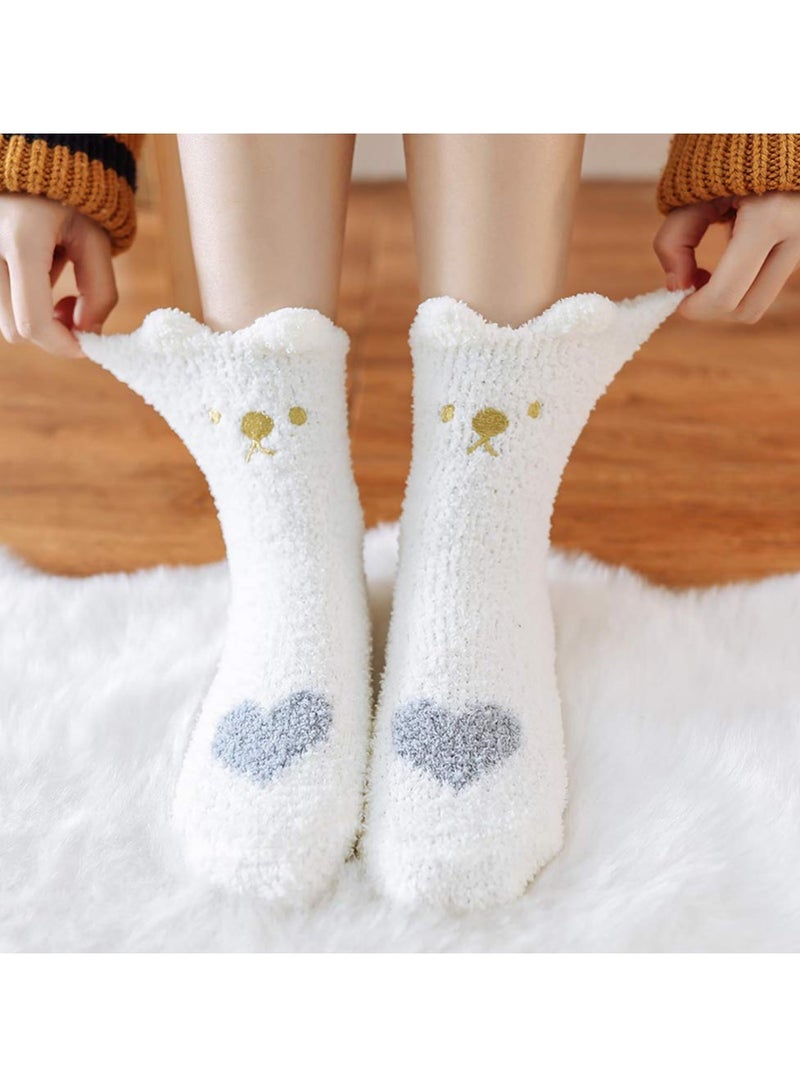 SYOSI 5 Pairs Plush Slipper Socks Women Cat Paw Socks, Colorful Warm Fuzzy Crew Socks Cozy Soft for Winter Indoor - Image 4