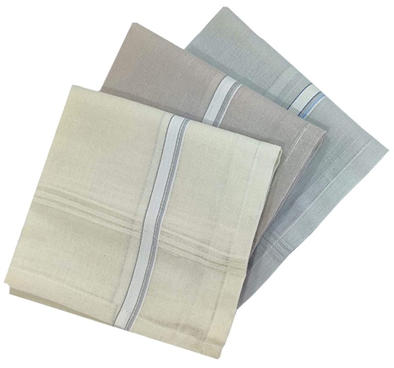 Kuber Industries 100% Cotton Premium Collection Handkerchiefs Hanky for Men, Set of 3 (Lite Colour) - Image 1