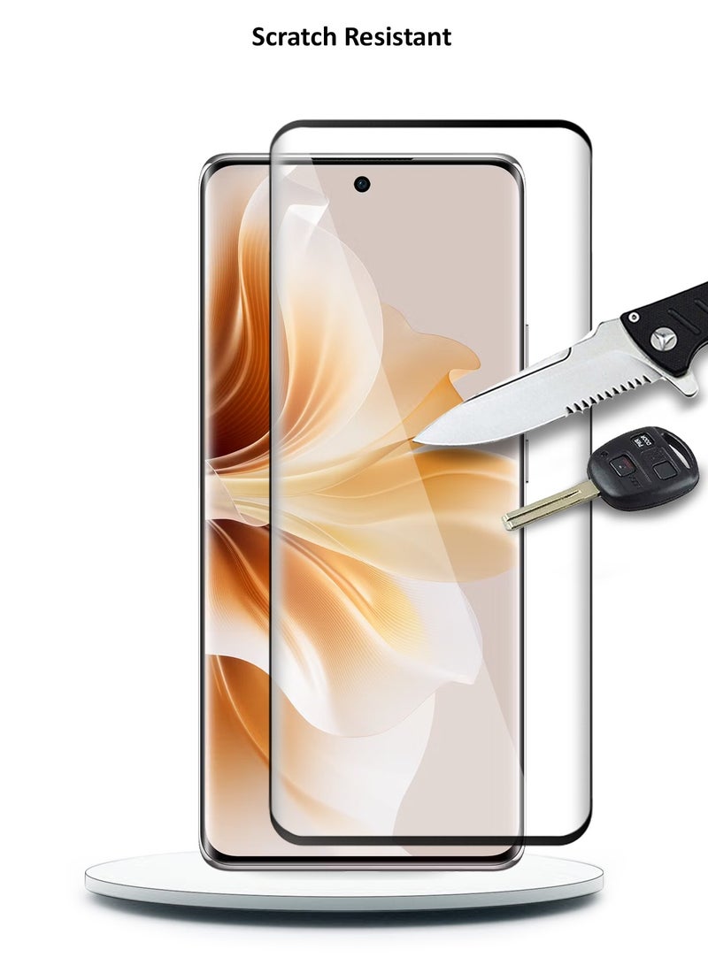 دبليو تيك واقي شاشة زجاجي مقوى Oppo Reno11 Pro 5G 2024 Premium E2E Full Glue (MSGECN) - شفاف / أسود - Image 4