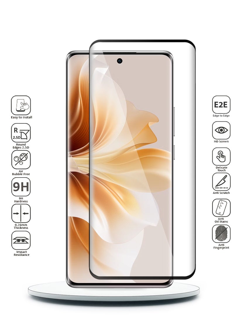 دبليو تيك واقي شاشة زجاجي مقوى Oppo Reno11 Pro 5G 2024 Premium E2E Full Glue (MSGECN) - شفاف / أسود - Image 2