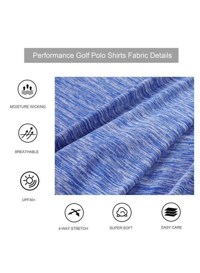Alex Vando Mens Golf Shirt Moisture Wicking Quick-Dry Short Sleeve Casual Polo Shirts for Men, Blue, L - Image 5