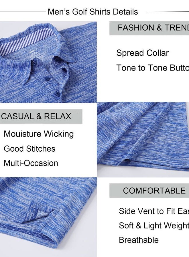 Alex Vando Mens Golf Shirt Moisture Wicking Quick-Dry Short Sleeve Casual Polo Shirts for Men, Blue, L - Image 4