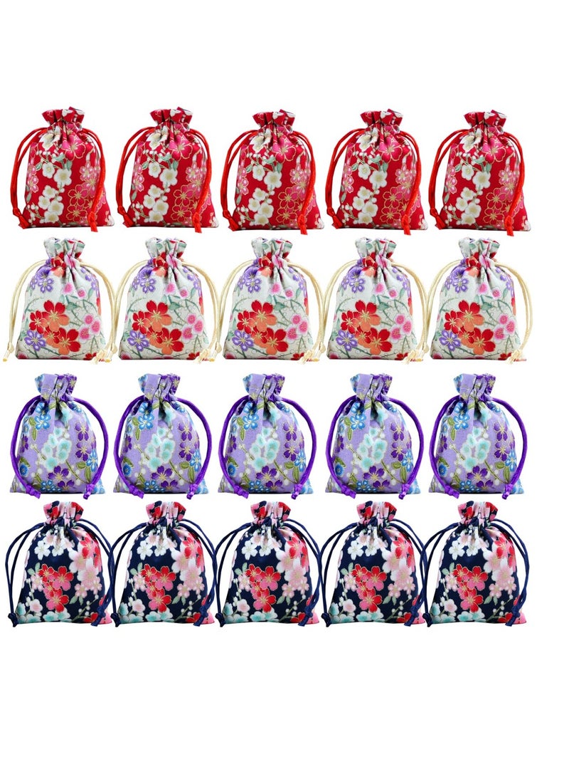 SYOSI 20Pcs Silk Drawstring Bag, Embroidered Drawstring Jewelry Pouch Bag, Jewelry Bag Candy Sachet Bags, Drawstring Gift Bags, Jewelry Crystal Bag, Present Package Bag, for Wedding Party Favors DIY  - Image 1