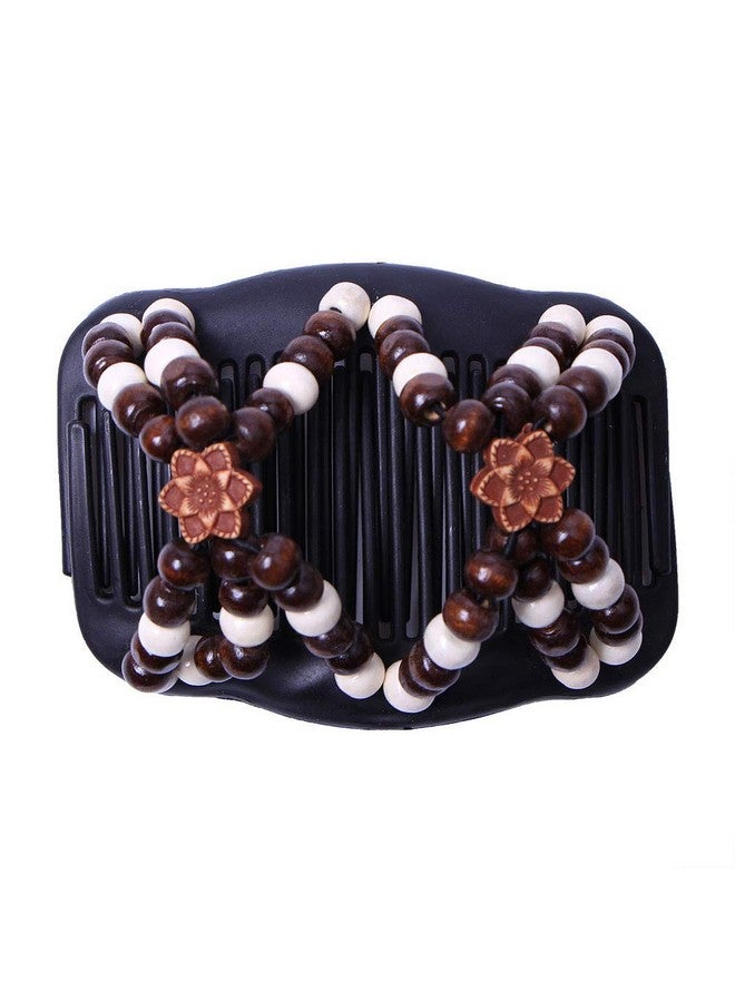 Lovef Thick Hair Clip Magic Wood Beads Double Hair Comb Clip Stretch Combs For Hair Fashion Design Multi Butterfly Bun Maker For Popular Hairstyles Style 4Pcs - Image 3