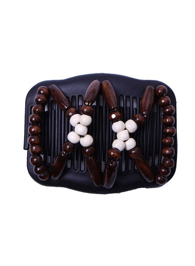 Lovef Thick Hair Clip Magic Wood Beads Double Hair Comb Clip Stretch Combs For Hair Fashion Design Multi Butterfly Bun Maker For Popular Hairstyles Style 4Pcs - Image 4