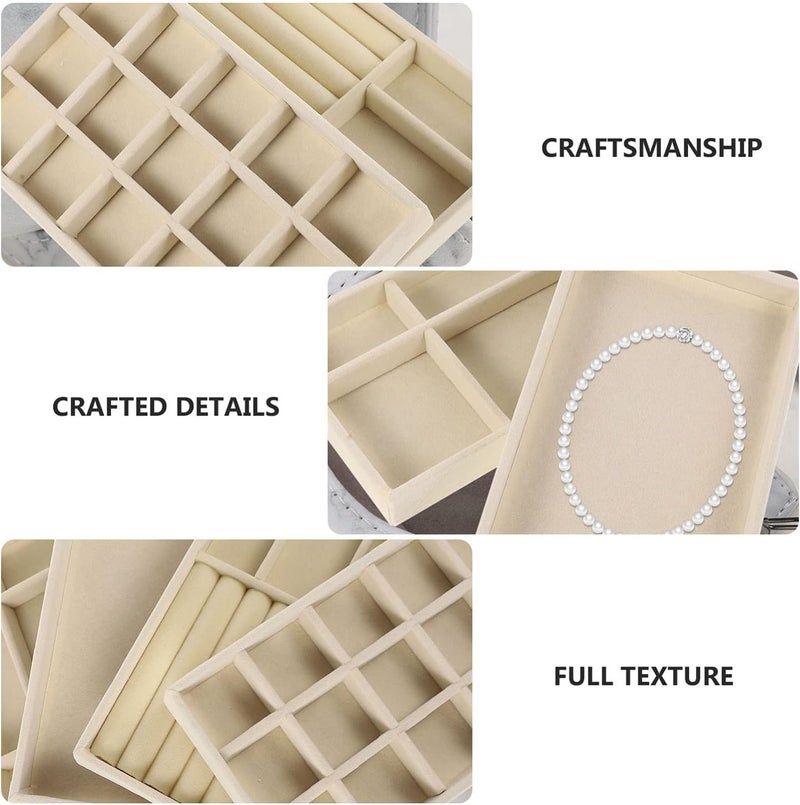 klarako 4pcs Box Storage Box lady parts ornament display case desktop accessories jewelry tray jewelry organizer beads hanging drawers for closet Jewelry Case bracelet watch Miss flannel - Image 4