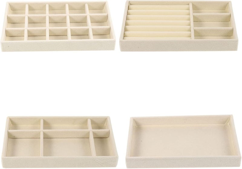 klarako 4pcs Box Storage Box lady parts ornament display case desktop accessories jewelry tray jewelry organizer beads hanging drawers for closet Jewelry Case bracelet watch Miss flannel - Image 1