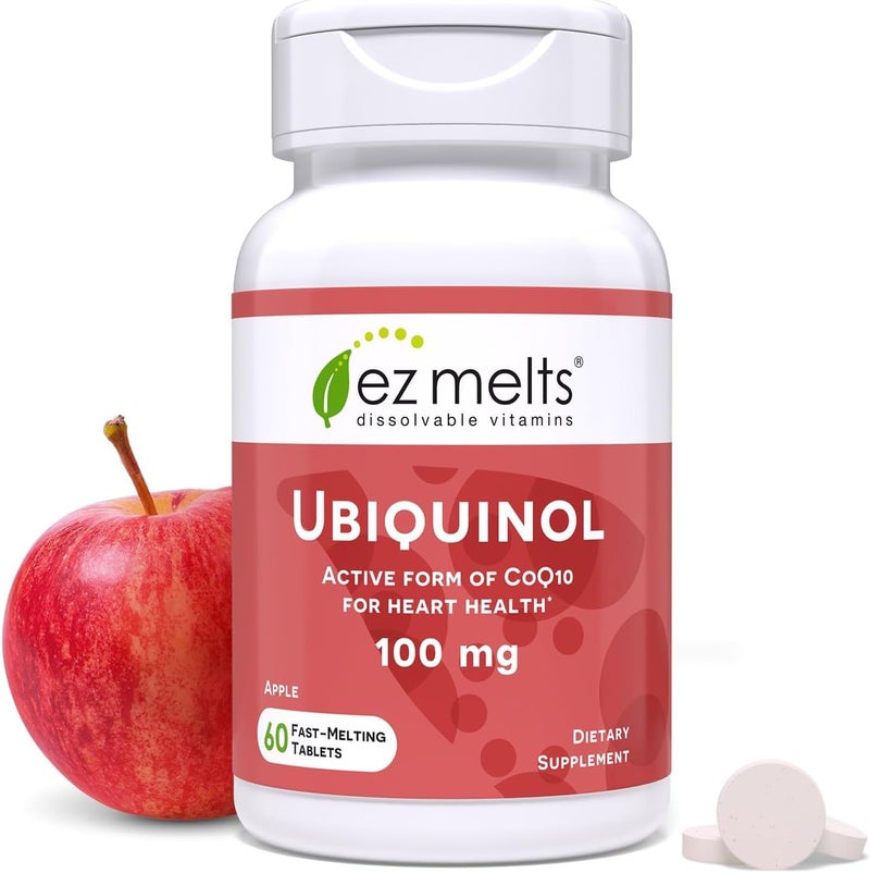 EZ Melts Dissolvable Ubiquinol 100mg Active Form of CoQ10 Heart Health Supplements for Men  Women SugarFree 2Month Supply - Image 1