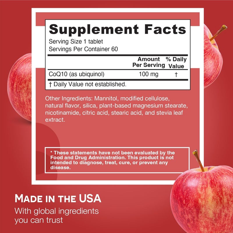 EZ Melts Dissolvable Ubiquinol 100mg Active Form of CoQ10 Heart Health Supplements for Men  Women SugarFree 2Month Supply - Image 2