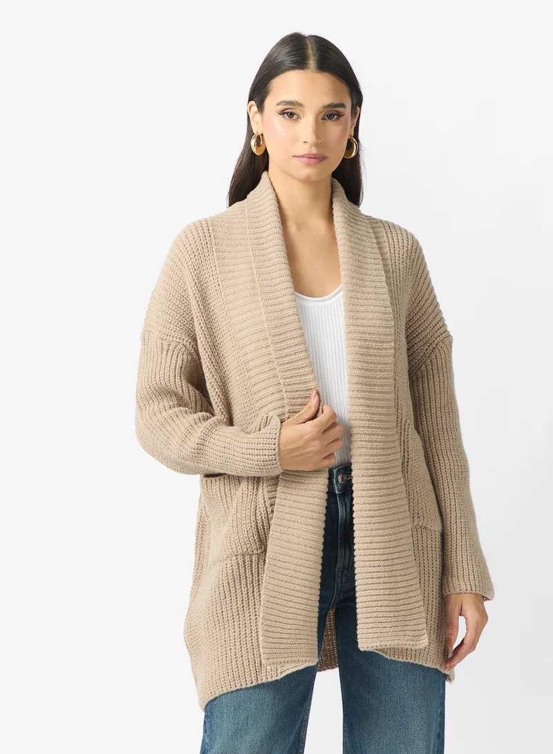 ELLA Front Open Ribbed Cardigan
