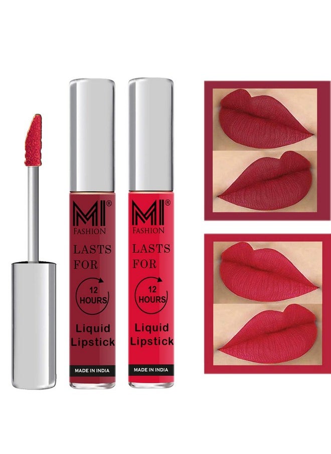 MI FASHION MI FASHION Pure Matte Liquid Lipstick Cherry Red, Pink, Super Long, Elevate Beauty With Classic Shades Last Up To 12hr In 3.5ml (Sets 2)  - Image 1