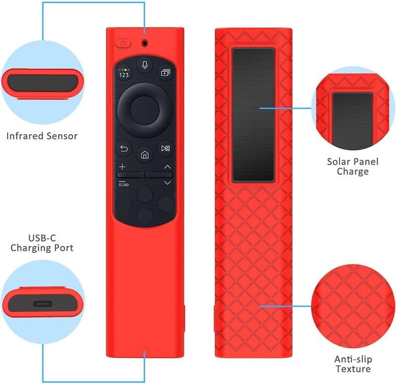RAYA Silicon Protective Case Cover Compatible with Samsung Smart TV Remote Control 2022-2025 TM2280E QLED TV BN68-13897A [Remote NOT Included] (Red) - Image 3