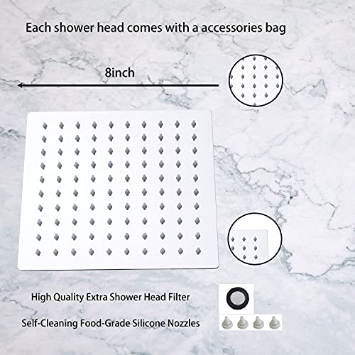 GGStudy Square 8 Inch Square Stainless Steel Shower Head - Rain Style Shower Head Chrome - Image 5