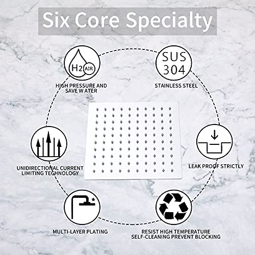 GGStudy Square 8 Inch Square Stainless Steel Shower Head - Rain Style Shower Head Chrome - Image 4