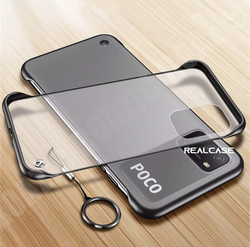 REALCASE Poco M3 | Redmi 9 Power Back Cover Case, Ultra Thin Frameless Matte TPU | Shockproof Bumper Case Cover for Xiaomi Mi Poco M3 | Redmi 9 Power (F-Black) - Image 1