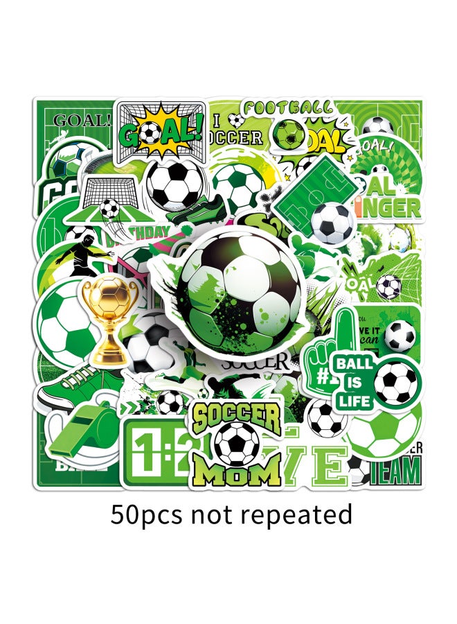 50 Green Football Field Stickers, Sports-themed, Popular Events, World Cup, Waterproof Decorative Water Bottle Stickers