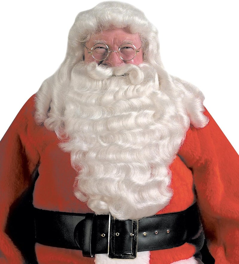 Halco Deluxe Santa Wig and Beard Costume Set - Natural White Color with Waves - Image 1