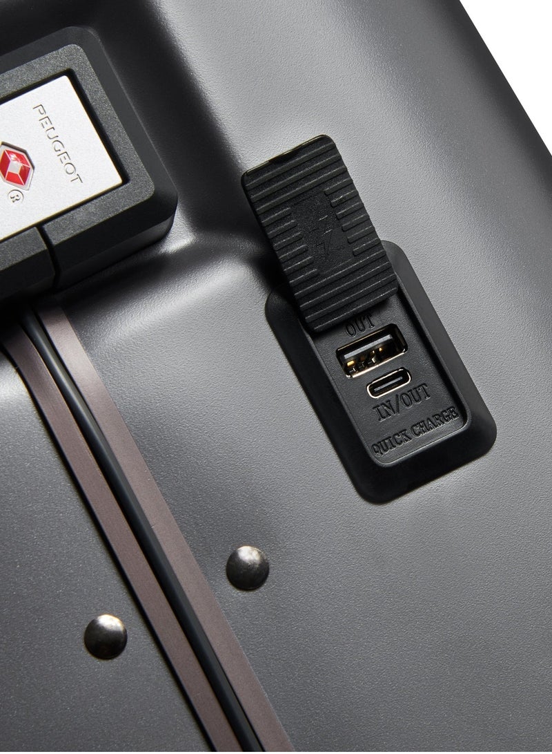 PEUGEOT Voyages 55 Cm Hardcase 4 Double Wheel Cabin Luggage Trolley - Storm Grey - Image 5