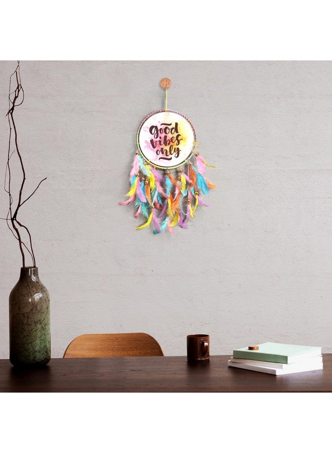 DULI دولي مصيدة الأحلام مصنوعة يدويًا شجرة الحياة قماش مصيدة الأحلام لغرف النوم المكتب الشرفة في الهواء الطلق الحديقة السيارة معلقة، 49 سم، دريمكاشر (قماش جيد الأجواء متوسط الحجم مصيدة أحلام بألوان باستيل متعددة)  - Image 3