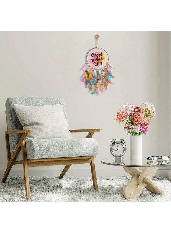 DULI دولي مصيدة الأحلام مصنوعة يدويًا شجرة الحياة قماش مصيدة الأحلام لغرف النوم المكتب الشرفة في الهواء الطلق الحديقة السيارة معلقة، 49 سم، دريمكاشر (قماش جيد الأجواء متوسط الحجم مصيدة أحلام بألوان باستيل متعددة)  - Image 2