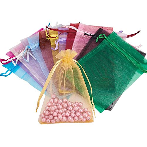 Pimuza 100pc 5x7 inches Gifts Wrap Bags Mixed Color,Organza Sheer Fabric,Drawstring Pouches for Baby Shower Favor,Jewelry,Christmas Ornament,Valentine Day,Bathroom Craft Soaps,Accessories Set,Hotel,Bracelets - Image 2